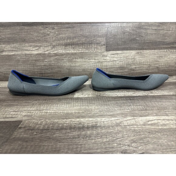 Rothys The Point Flats Cloud Gray Birdseye Knit Slip On Shoe Womans 7 Used - Picture 4 of 14